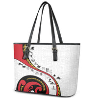 Papua New Guinea Independence Leather Tote Bag Special Style White Version LT05 - Polynesian Pride