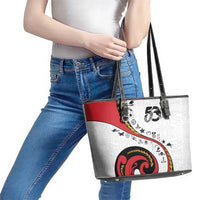Papua New Guinea Independence Leather Tote Bag Special Style White Version LT05 - Polynesian Pride