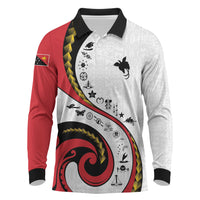 Papua New Guinea Independence Long Sleeve Polo Shirt Special Style White Version LT05 White - Polynesian Pride