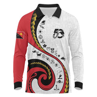 Papua New Guinea 50th Independence Anniversary Long Sleeve Polo Shirt Special Style White Version LT05 White - Polynesian Pride