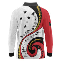 Papua New Guinea Independence Long Sleeve Polo Shirt Special Style White Version LT05 - Polynesian Pride