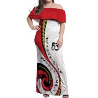 Papua New Guinea 50th Independence Anniversary Off Shoulder Maxi Dress Special Style White Version LT05 Women White - Polynesian Pride