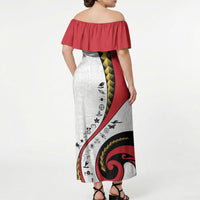 Papua New Guinea 50th Independence Anniversary Off Shoulder Maxi Dress Special Style White Version LT05 - Polynesian Pride