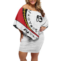 Papua New Guinea 50th Independence Anniversary Off Shoulder Short Dress Special Style White Version LT05 Women White - Polynesian Pride