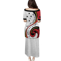 Papua New Guinea Independence Puletasi Special Style White Version LT05 - Polynesian Pride