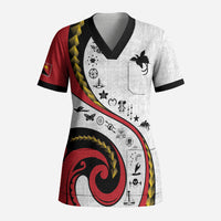 Papua New Guinea Independence Scrub Top Special Style White Version LT05 Adult White - Polynesian Pride