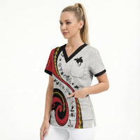 Papua New Guinea Independence Scrub Top Special Style White Version LT05 - Polynesian Pride