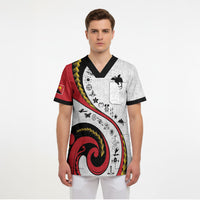Papua New Guinea Independence Scrub Top Special Style White Version LT05 - Polynesian Pride