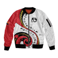Papua New Guinea 50th Independence Anniversary Sleeve Zip Bomber Jacket Special Style White Version LT05 Unisex White - Polynesian Pride
