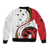 Papua New Guinea 50th Independence Anniversary Sleeve Zip Bomber Jacket Special Style White Version - Polynesian Pride
