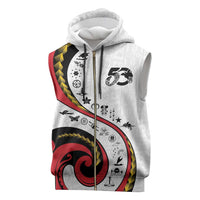 Papua New Guinea Independence Sleeveless Zip Hoodie Special Style White Version LT05 White - Polynesian Pride