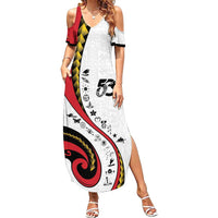 Papua New Guinea Independence Summer Maxi Dress Special Style White Version LT05 Women White - Polynesian Pride