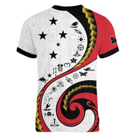 Papua New Guinea Independence Women V-Neck T-Shirt Special Style White Version LT05 - Polynesian Pride