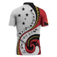 Papua New Guinea Independence Zipper Polo Shirt Special Style White Version LT05 - Polynesian Pride