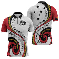 Papua New Guinea 50th Independence Anniversary Zipper Polo Shirt Special Style White Version LT05 - Polynesian Pride