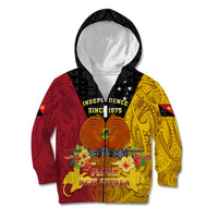 Personalized Papua New Guinea Independence Day Kid Hoodie Bird Of Paradise With Polynesian Pattern LT05 Zip Hoodie Yellow - Polynesian Pride