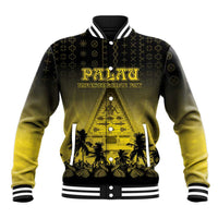 Personalised Palau Independence Day Baseball Jacket Palauan Tattoo Pattern - Polynesian Pride