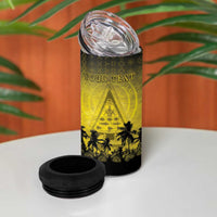 Personalised Palau Independence Day 4 in 1 Can Cooler Tumbler Palauan Tattoo Pattern - Polynesian Pride