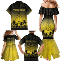 Personalised Palau Independence Day Family Matching Mermaid Dress and Hawaiian Shirt Palauan Tattoo Pattern - Polynesian Pride