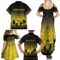 Personalised Palau Independence Day Family Matching Summer Maxi Dress and Hawaiian Shirt Palauan Tattoo Pattern - Polynesian Pride