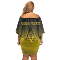 Personalised Palau Independence Day Off Shoulder Short Dress Palauan Tattoo Pattern - Polynesian Pride