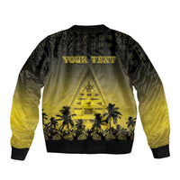 Personalised Palau Independence Day Sleeve Zip Bomber Jacket Palauan Tattoo Pattern - Polynesian Pride
