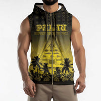 Personalised Palau Independence Day Sleeveless Zip Hoodie Palauan Tattoo Pattern LT05 - Polynesian Pride