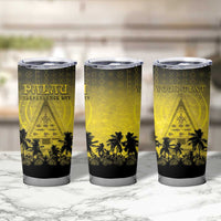 Personalised Palau Independence Day Tumbler Cup Palauan Tattoo Pattern - Polynesian Pride