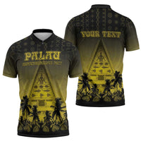 Personalised Palau Independence Day Zipper Polo Shirt Palauan Tattoo Pattern LT05 - Polynesian Pride