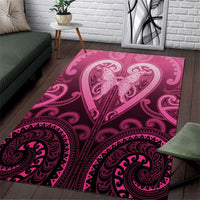 Aotearoa Breast Cancer Area Rug Maori Tribal Pattern LT05 Pink - Polynesian Pride