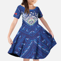 Toa Samoa Rugby Custom Family Matching Off Shoulder Maxi Dress and Hawaiian Shirt Samoan Pride With Tribal Pattern - Polynesian Pride