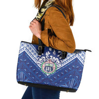 Toa Samoa Rugby Leather Tote Bag Samoan Pride With Tribal Pattern - Polynesian Pride