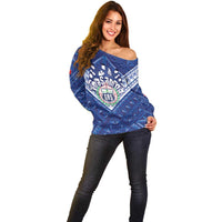 Toa Samoa Rugby Custom Off Shoulder Sweater Samoan Pride With Tribal Pattern - Polynesian Pride