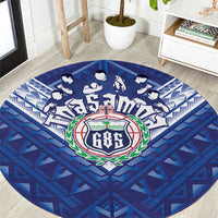 Toa Samoa Rugby Round Carpet Samoan Pride With Tribal Pattern - Polynesian Pride