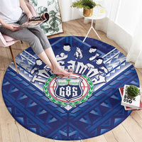 Toa Samoa Rugby Round Carpet Samoan Pride With Tribal Pattern - Polynesian Pride