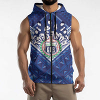 Toa Samoa Rugby Custom Sleeveless Zip Hoodie Samoan Pride With Tribal Pattern LT05 - Polynesian Pride