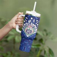 Toa Samoa Rugby Custom Tumbler With Handle Samoan Pride With Tribal Pattern - Polynesian Pride