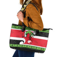 New Zealand Funny Christmas Leather Tote Bag Maori Tiki LT05 Black - Polynesian Pride