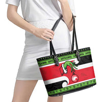 New Zealand Funny Christmas Leather Tote Bag Maori Tiki LT05 - Polynesian Pride