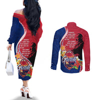 Guam Martin Luther King Jr Day Couples Matching Off The Shoulder Long Sleeve Dress and Long Sleeve Button Shirt LT05 - Polynesian Pride