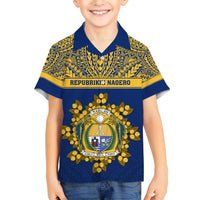Personalised Repubrikin Naoero Independence Day Kid Hawaiian Shirt Tamanu With Coat Of Arms LT05 Kid Yellow - Polynesian Pride