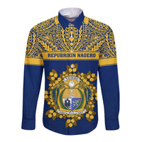 Personalised Repubrikin Naoero Independence Day Long Sleeve Button Shirt Tamanu With Coat Of Arms LT05 Unisex Yellow - Polynesian Pride