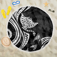 Hawaii Manta Ray Beach Blanket Polynesian Art Tattoo LT05 One Size 150cm Black - Polynesian Pride