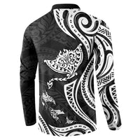 Hawaii Manta Ray Button Sweatshirt Polynesian Art Tattoo LT05 - Polynesian Pride