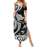 Hawaii Manta Ray Family Matching Summer Maxi Dress and Hawaiian Shirt Polynesian Art Tattoo