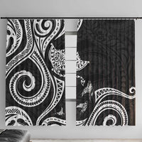 Hawaii Manta Ray Window Curtain Polynesian Art Tattoo LT05 With Hooks Black - Polynesian Pride