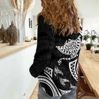 Hawaii Manta Ray Women Casual Shirt Polynesian Art Tattoo