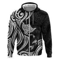 Hawaii Manta Ray Zip Hoodie Polynesian Art Tattoo