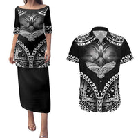 Hawaiian Hawk Couples Matching Puletasi and Hawaiian Shirt Polynesian Pattern Style LT05 Black - Polynesian Pride