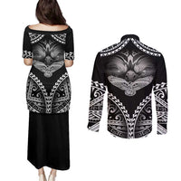 Hawaiian Hawk Couples Matching Puletasi and Long Sleeve Button Shirt Polynesian Pattern Style LT05 - Polynesian Pride